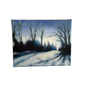 Original Watercolor Landscape Painting Winter Forest Snow Moody Nature Signed